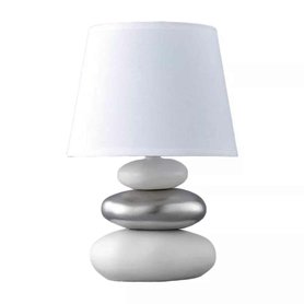 Keramická stolní lampa stříbrno-bílá    -  28 cm