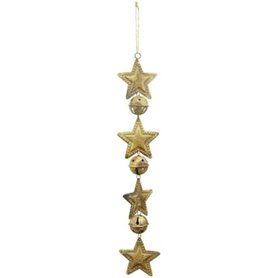 Kovová girlanda hvězdičky "Doré" s rolničkami  - 44 cm