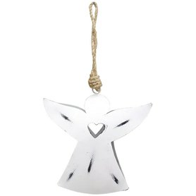 Kovový závěsný anděl  Teal - bílý  11 cm