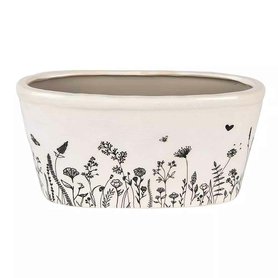 Keramický oválný květináč  FLORA and FAUNA - 23x11x11 cm
