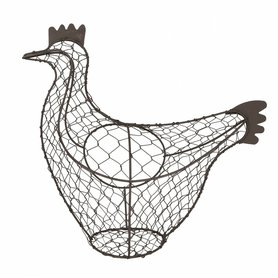 Drátěný košík CHICKEN - hnědý , 30 x12 x 25 cm