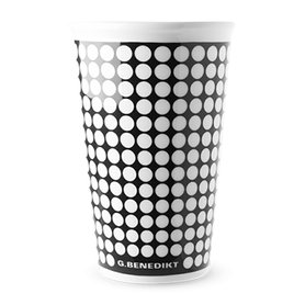 Termopohárek porcelánový G.Benedikt černo-bílý puntík - 440 ml