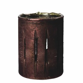 Skleněný, vínový, prořezávaný svícen s kovovým efektem - 13x11 cm