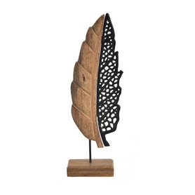 Dekorace List BLACK z mangového dřeva - 35 cm