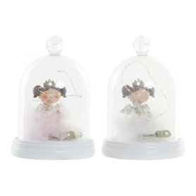 Andělka v sukýnce z peří -  ve skle / LED drátek, 19 x 13 cm