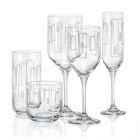 Sklenice na víno UMA s gravírovaným dekorem - 330 ml ,  set 6 ks