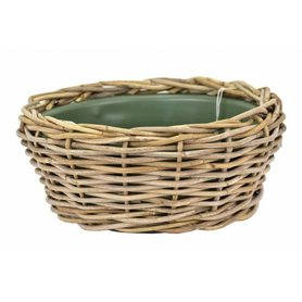 Ratanový koš KUBU s plastovou miskou - šedohnědý - pr. 29 cm